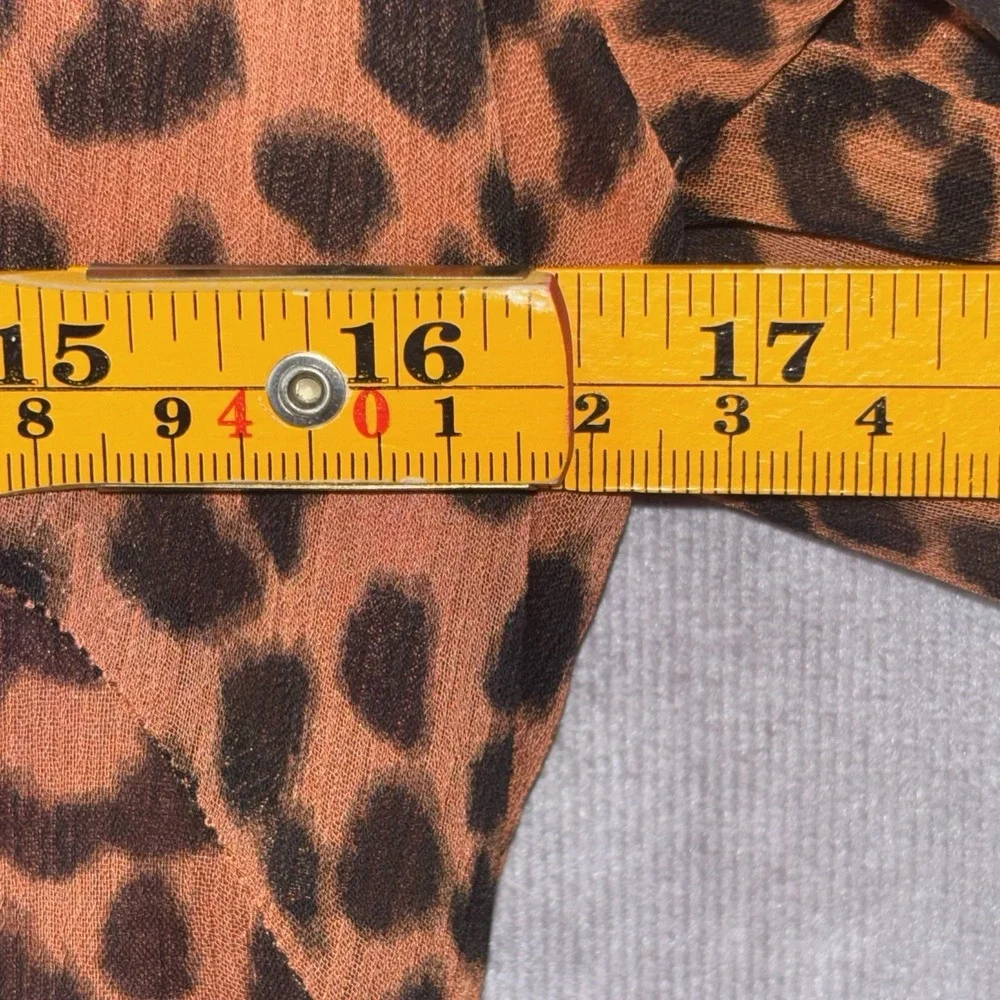 LOFT Brown Leopard Print Boho Chic Midi Chic Dress‎ Womens Size 4